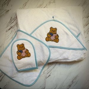 🆕 Baby Hooded Towel with Washcloth & Mitt 🐻🇺🇸